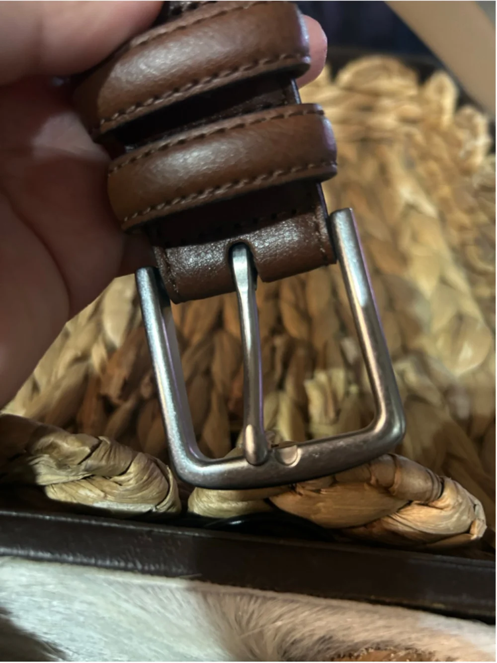 Men's Unbranded Brown Leather Belt, One Size, Silver Buckle